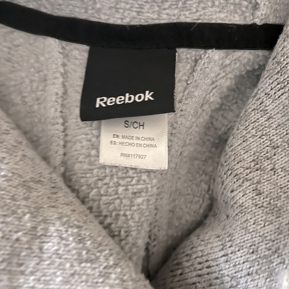 Reebok Gray Knit Fleece Hi-Lo Hooded Sweater Jacket - Picture 3 of 3